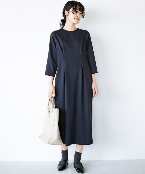 haco!(ハコ)の「今日はまじめな日!にお任せあれ スタイルUPワンピース(ワンピース・レディース・ネイビー/ブラック・SMALL/MEDIUM/X-LARGE/LARGE)」の16枚目の写真