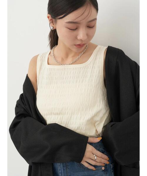 earth music&ecology（アースミュージックアンドエコロジー）の「シャーリングタンクトップ（タンクトップ・レディース・モカ/ミント/アイボリー/ブラック・S/M）」の5枚目の写真