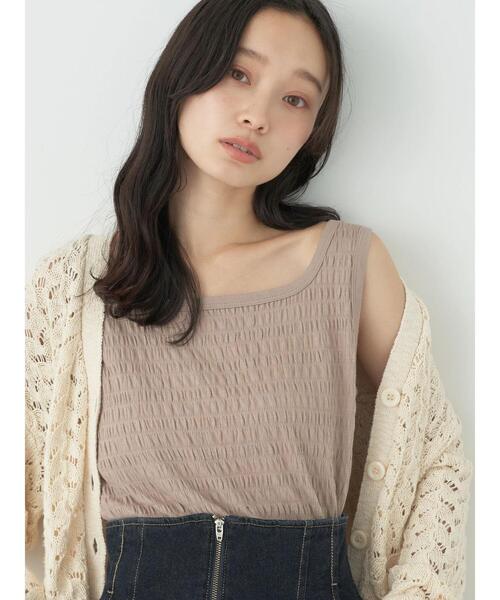 earth music&ecology（アースミュージックアンドエコロジー）の「シャーリングタンクトップ（タンクトップ・レディース・モカ/ミント/アイボリー/ブラック・S/M）」の7枚目の写真