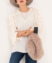 Rie Miller | 肩フリルクルーネックブラウス(シャツ/ブラウス)