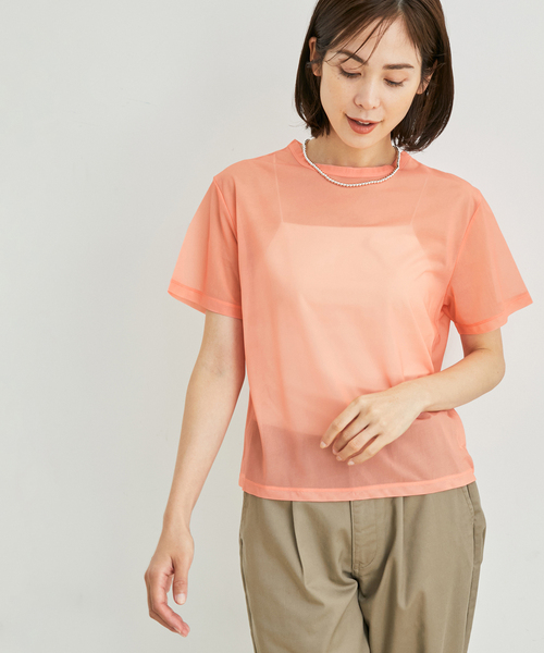 le cercle ADAM ET ROPE'(ルセルクルアダムエロペ)の「シアーTカットソー(Tシャツ/カットソー・レディース・ブラック/ピンク系その他2/ホワイト・FREE)」の1枚目の写真