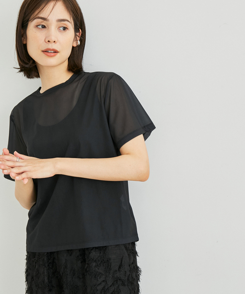le cercle ADAM ET ROPE'(ルセルクルアダムエロペ)の「シアーTカットソー(Tシャツ/カットソー・レディース・ブラック/ピンク系その他2/ホワイト・FREE)」の4枚目の写真