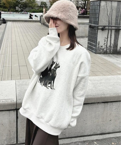 Chick（チック）の「DOG CREW NECK SWEAT / ドッグクルーネックスウェット（スウェット・レディース・ブラック/グレー・FREE）」の12枚目の写真