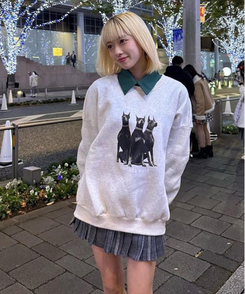 Chick（チック）の「DOG CREW NECK SWEAT / ドッグクルーネックスウェット（スウェット・レディース・ブラック/グレー・FREE）」の10枚目の写真