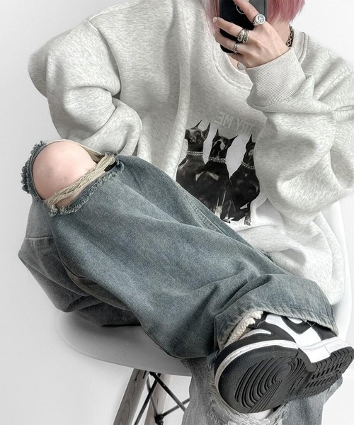 Chick（チック）の「DOG CREW NECK SWEAT / ドッグクルーネックスウェット（スウェット・レディース・ブラック/グレー・FREE）」の16枚目の写真