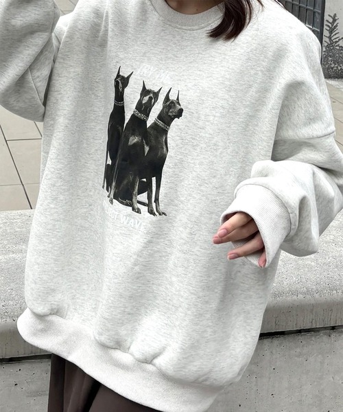 Chick（チック）の「DOG CREW NECK SWEAT / ドッグクルーネックスウェット（スウェット・レディース・ブラック/グレー・FREE）」の14枚目の写真