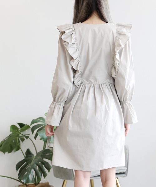 Jasmine Grandiflorum(ジャスミングランディフローラム)の「【Jasmine】カクシュール フリル コットンワンピース (LV)(ワンピース・レディース・ピンク/グレー/ブルー・SMALL/LARGE/MEDIUM)」の5枚目の写真