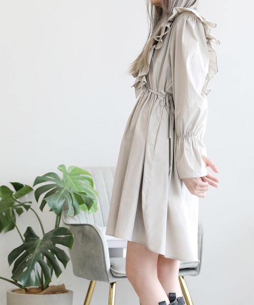 Jasmine Grandiflorum(ジャスミングランディフローラム)の「【Jasmine】カクシュール フリル コットンワンピース (LV)(ワンピース・レディース・ピンク/グレー/ブルー・SMALL/LARGE/MEDIUM)」の6枚目の写真