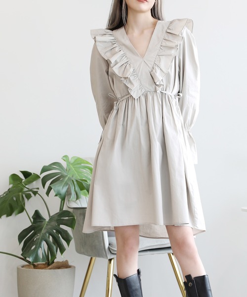Jasmine Grandiflorum(ジャスミングランディフローラム)の「【Jasmine】カクシュール フリル コットンワンピース (LV)(ワンピース・レディース・ピンク/グレー/ブルー・SMALL/LARGE/MEDIUM)」の7枚目の写真