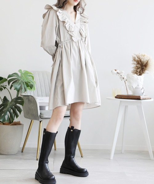 Jasmine Grandiflorum(ジャスミングランディフローラム)の「【Jasmine】カクシュール フリル コットンワンピース (LV)(ワンピース・レディース・ピンク/グレー/ブルー・SMALL/LARGE/MEDIUM)」の21枚目の写真