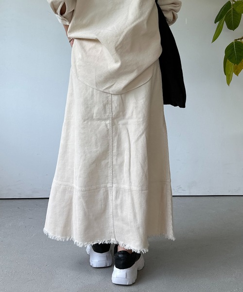 un dix cors（アンディコール）の「ワイド切替フリンジスカート（スカート・レディース・アイボリー/ブラック/ベージュ・FREE）」の7枚目の写真