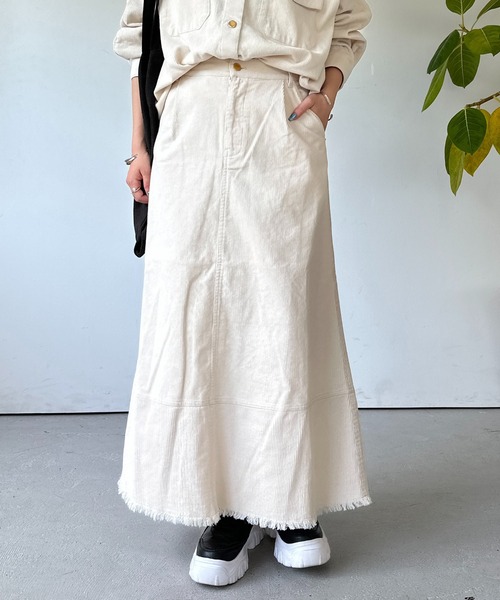 un dix cors（アンディコール）の「ワイド切替フリンジスカート（スカート・レディース・アイボリー/ブラック/ベージュ・FREE）」の8枚目の写真