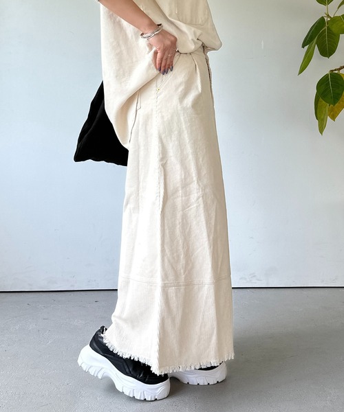 un dix cors（アンディコール）の「ワイド切替フリンジスカート（スカート・レディース・アイボリー/ブラック/ベージュ・FREE）」の6枚目の写真