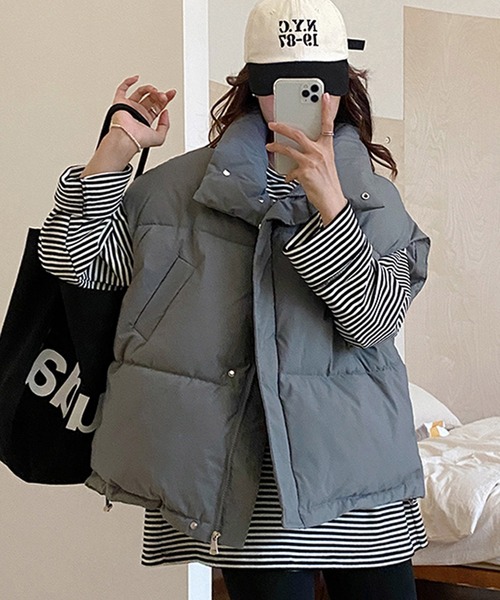 【セール】ダウンベスト パデッドベスト スタンドカラー（ダウンベスト）｜VitaFelice（ヴィータフェリーチェ）