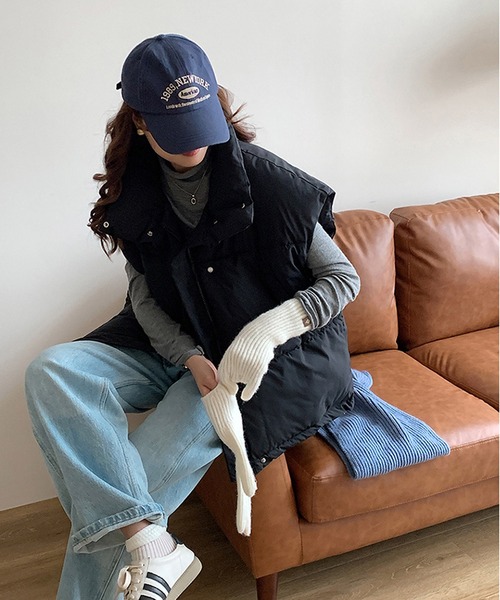 VitaFelice（ヴィータフェリーチェ）の「ボリューム中綿ベスト パデッドベスト スタンドカラー（その他アウター・レディース・グレー/ブラック/アイボリー/ライトグレー・FREE）」の16枚目の写真