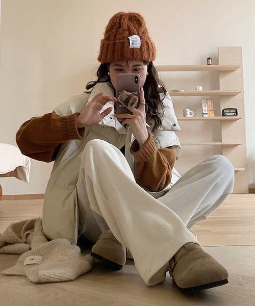 VitaFelice（ヴィータフェリーチェ）の「ボリューム中綿ベスト パデッドベスト スタンドカラー（その他アウター・レディース・グレー/ブラック/アイボリー/ライトグレー・FREE）」の7枚目の写真