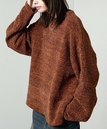 【Alfred Alex】mix chenille yarn knit crew neck pullover / オーバーサイズミックスモールニット