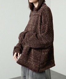 【Alfred Alex】mix chenille yarn knit crew neck pullover / オーバーサイズミックスモールニット