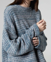 【Alfred Alex】mix chenille yarn knit crew neck pullover / オーバーサイズミックスモールニット