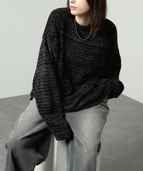 Alfred Alex(アルフレッドアレックス)の「【Alfred Alex】mix chenille yarn knit crew neck pullover / オーバーサイズミックスモールニット(ニット/セーター・レディース・ブラック/アイボリー/オリーブ/ブラウン/ブルー・M/L)」の13枚目の写真