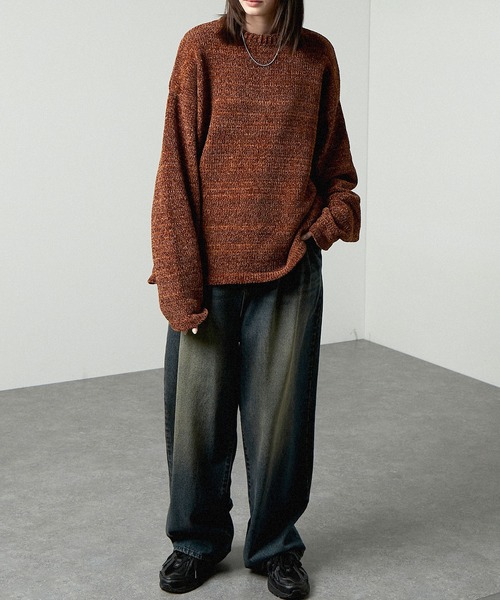 Alfred Alex(アルフレッドアレックス)の「【Alfred Alex】mix chenille yarn knit crew neck pullover / オーバーサイズミックスモールニット(ニット/セーター・レディース・ブラック/アイボリー/オリーブ/ブラウン/ブルー・M/L)」の22枚目の写真