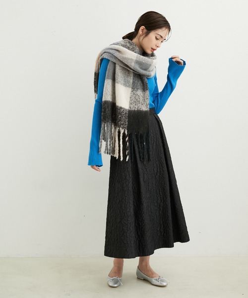 リサイクルポリブロックチェックストール（ストール/ショール）｜LE