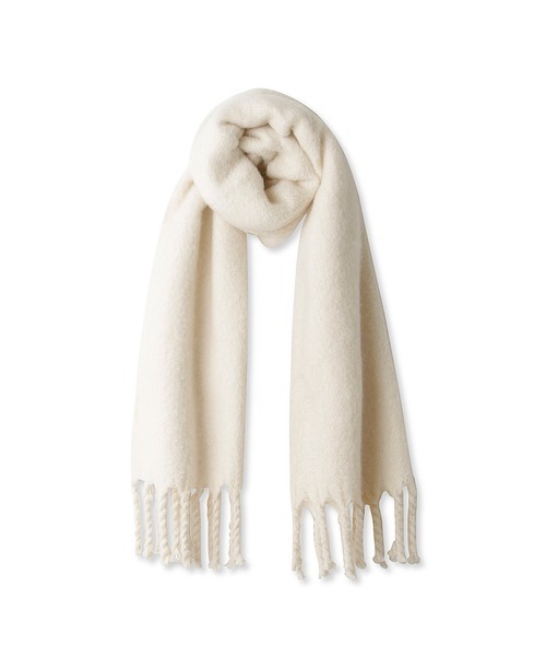 Mila Owen（ミラオーウェン）の「大判ツイストフリンジストール（ストール/ショール・レディース・ホワイト/イエロー/チェック・FREE）」の2枚目の写真