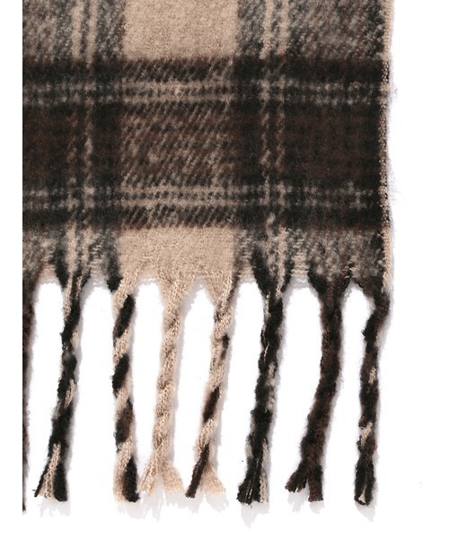 Mila Owen（ミラオーウェン）の「大判ツイストフリンジストール（ストール/ショール・レディース・ホワイト/イエロー/チェック・FREE）」の6枚目の写真