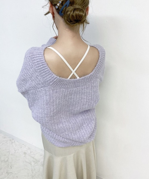 セール】オーバーサイズVネックニット / プルオーバー ミドル丈