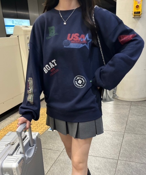 nemne store（ネンネストア）の「【低身長サイズあり】アソート裏起毛スウェット（スウェット・レディース・ブラック系その他/ブルー/クリーム/杢グレー/ネイビー/マスタード/オートミール/スミクロ・SMALL/MEDIUM）」の7枚目の写真