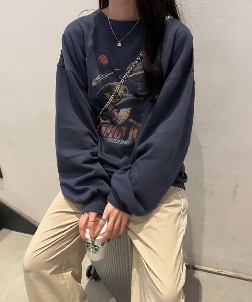 nemne store（ネンネストア）の「【低身長サイズあり】アソート裏起毛スウェット（スウェット・レディース・ブラック系その他/ブルー/クリーム/杢グレー/ネイビー/マスタード/オートミール/スミクロ・SMALL/MEDIUM）」の8枚目の写真