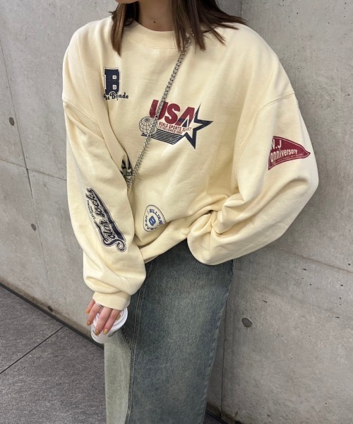 nemne store（ネンネストア）の「【低身長サイズあり】アソート裏起毛スウェット（スウェット・レディース・ブラック系その他/ブルー/クリーム/杢グレー/ネイビー/マスタード/オートミール/スミクロ・SMALL/MEDIUM）」の5枚目の写真