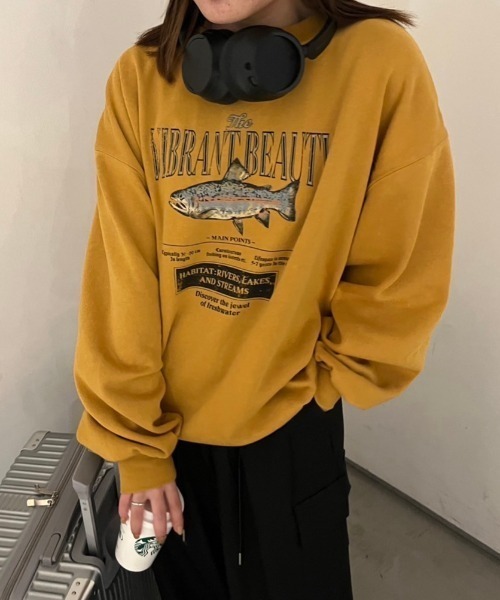 nemne store（ネンネストア）の「【低身長サイズあり】アソート裏起毛スウェット（スウェット・レディース・ブラック系その他/ブルー/クリーム/杢グレー/ネイビー/マスタード/オートミール/スミクロ・SMALL/MEDIUM）」の2枚目の写真