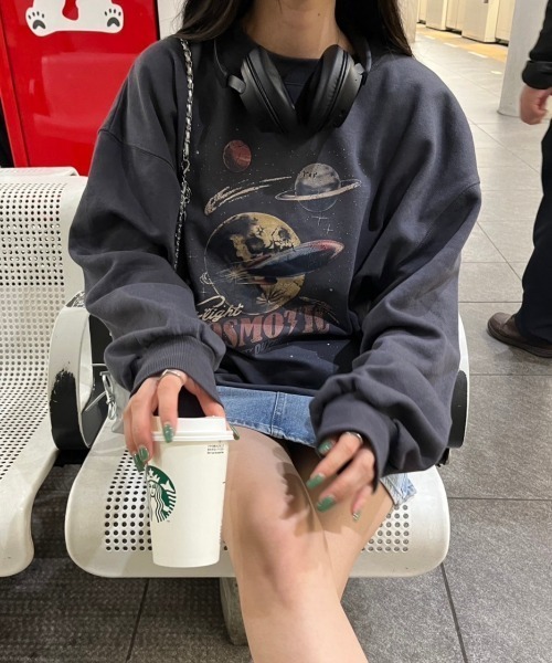 nemne store（ネンネストア）の「【低身長サイズあり】アソート裏起毛スウェット（スウェット・レディース・ブラック系その他/ブルー/クリーム/杢グレー/ネイビー/マスタード/オートミール/スミクロ・SMALL/MEDIUM）」の9枚目の写真