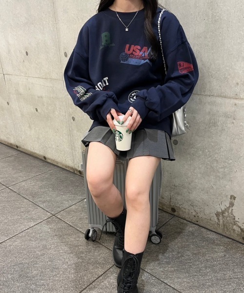 nemne store（ネンネストア）の「【低身長サイズあり】アソート裏起毛スウェット（スウェット・レディース・ブラック系その他/ブルー/クリーム/杢グレー/ネイビー/マスタード/オートミール/スミクロ・SMALL/MEDIUM）」の12枚目の写真