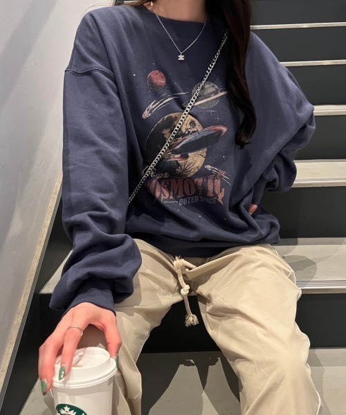 nemne store（ネンネストア）の「【低身長サイズあり】アソート裏起毛スウェット（スウェット・レディース・ブラック系その他/ブルー/クリーム/杢グレー/ネイビー/マスタード/オートミール/スミクロ・SMALL/MEDIUM）」の13枚目の写真