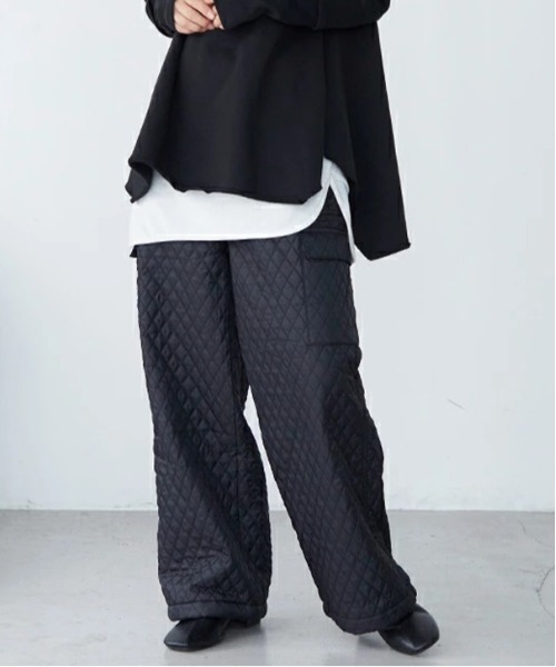 No one knows（ノーワンノーズ）の「中綿 裏ボア キルティングパンツ