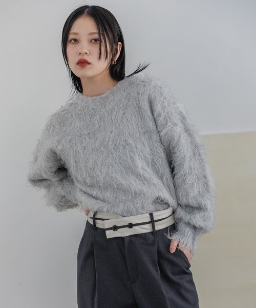 JEANASIS（ジーナシス）の「7Gブークレシャギープルオーバー/991865（ニット/セーター・レディース・オレンジ系その他/パープル系その他/ブラウン系その他/グレー/イエロー系その他/チャコールグレー・FREE）」の7枚目の写真