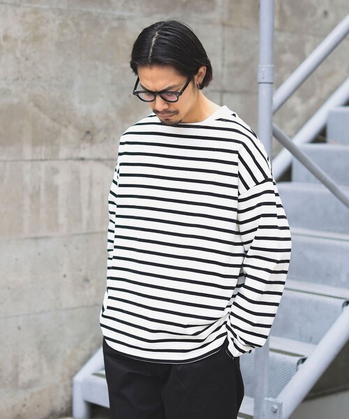 B:MING by BEAMS（ビーミングバイビームス）の「B:MING by BEAMS / ドロップショルダー ボートネック カットソー（ユニセックス）（Tシャツ/カットソー・メンズ・ホワイト系その他5/その他1/その他/ブラック・LARGE/MEDIUM/X-LARGE/SMALL）」の4枚目の写真