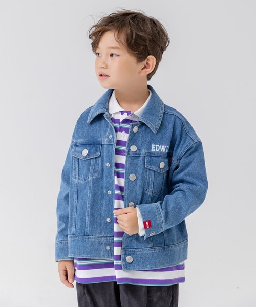 EDWIN(エドウィン)の「EDWIN / エドウィン デニム風ジャケット(デニムジャケット・キッズ・ネイビー/ブルー・130cm/120cm/110cm/100cm)」の1枚目の写真