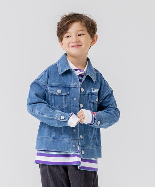 EDWIN(エドウィン)の「EDWIN / エドウィン デニム風ジャケット(デニムジャケット・キッズ・ネイビー/ブルー・130cm/120cm/110cm/100cm)」の5枚目の写真
