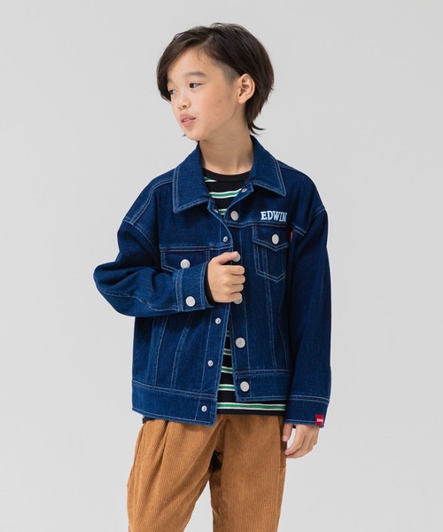EDWIN(エドウィン)の「EDWIN / エドウィン デニム風ジャケット(デニムジャケット・キッズ・ネイビー/ブルー・130cm/120cm/110cm/100cm)」の3枚目の写真