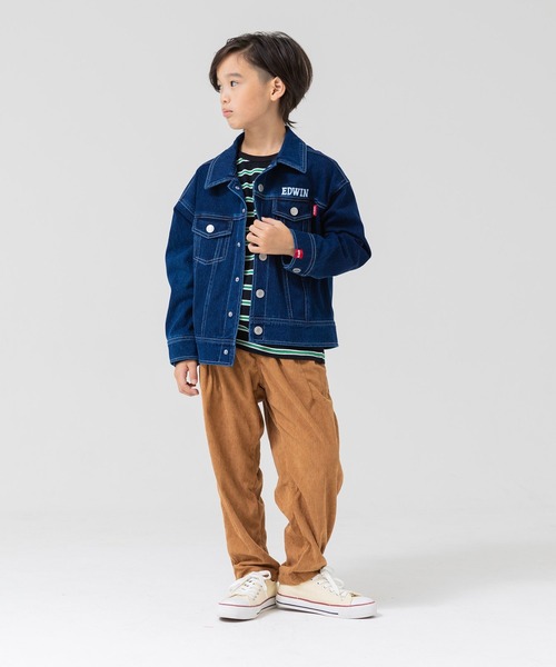 EDWIN(エドウィン)の「EDWIN / エドウィン デニム風ジャケット(デニムジャケット・キッズ・ネイビー/ブルー・130cm/120cm/110cm/100cm)」の4枚目の写真