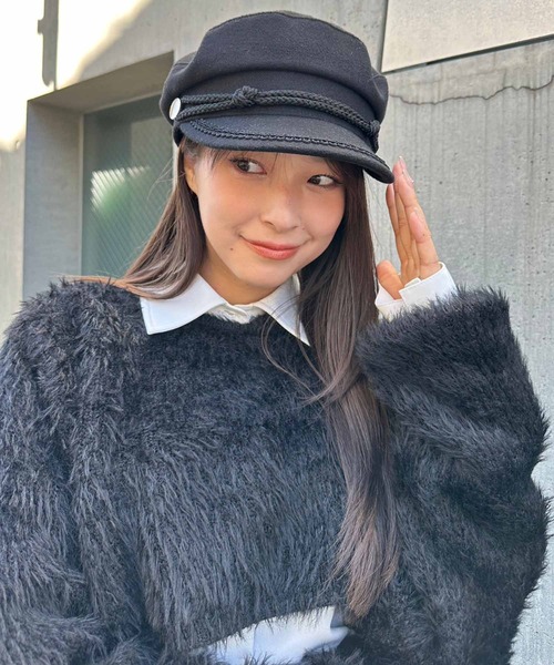 ENVYM（アンビー）の「メルトンキャスケット（キャスケット・レディース・ブラック/ベージュ・FREE）」の7枚目の写真