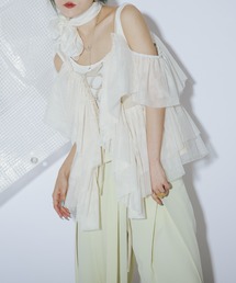 Multi-layered レースアップチュールビスチェ