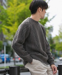 URBAN RESEARCH DOORS | アラン編みクルーネックニット(ニット/セーター)