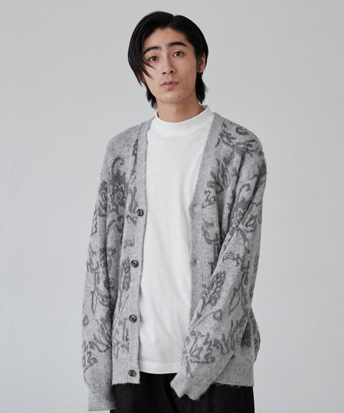 coen（コーエン）の「ボタニカル柄ルーズシャギーニットカーディガン（カーディガン/ボレロ・メンズ・ターコイズブルー/グレー/ブラック・S/M/L/XL）」の11枚目の写真