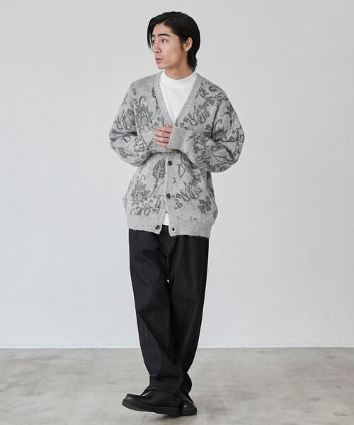 coen（コーエン）の「ボタニカル柄ルーズシャギーニットカーディガン（カーディガン/ボレロ・メンズ・ターコイズブルー/グレー/ブラック・S/M/L/XL）」の12枚目の写真