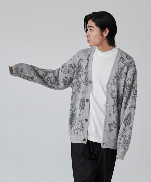 coen（コーエン）の「ボタニカル柄ルーズシャギーニットカーディガン（カーディガン/ボレロ・メンズ・ターコイズブルー/グレー/ブラック・S/M/L/XL）」の13枚目の写真