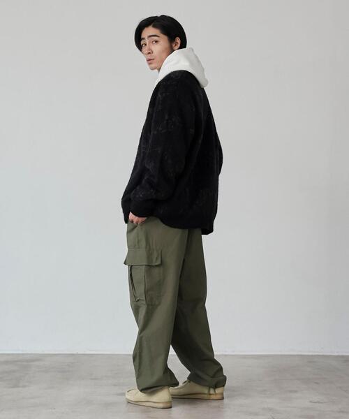 coen（コーエン）の「ボタニカル柄ルーズシャギーニットカーディガン（カーディガン/ボレロ・メンズ・ターコイズブルー/グレー/ブラック・S/M/L/XL）」の17枚目の写真